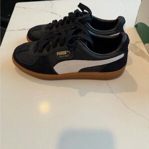 Puma Palermo Sneakers in Black and White with Gum Sole